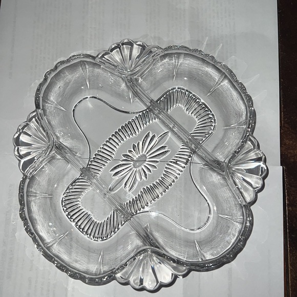 Dining Vintage Divided Glass Serving Dish Poshmark